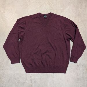 Jos. A Bank Cashmere Sweater Men's XL V-Neck Deep Red Long Sleeve